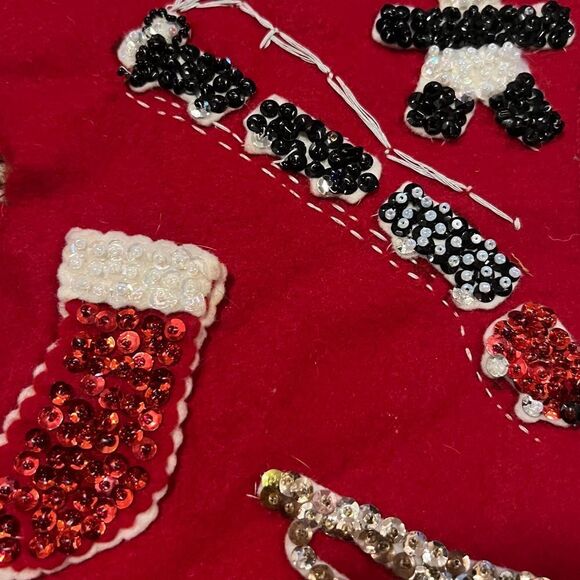 Vintage Christmas Stocking with the name Christopher Felt and Sequins. Handmade - Picture 3 of 8
